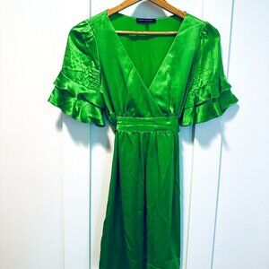 Vintage Betsey Johnson Green Satin Dress, short length